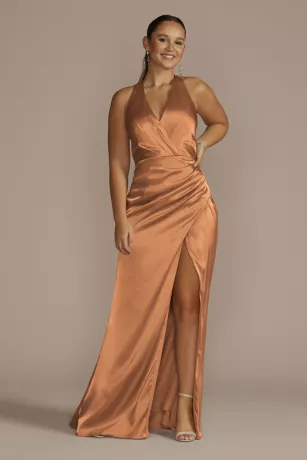 Charmeuse Halter Bridesmaid Dress 1 Charmeuse Halter Bridesmaid Dress
