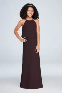Flounced Crinkle Chiffon Junior Bridesmaid Dress