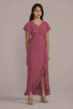 Chiffon High-Low Ruffle Junior Bridesmaid Dress