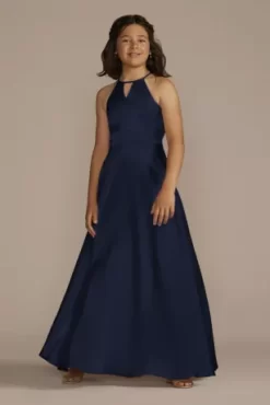 Charmeuse High-Neck Junior Bridesmaid Dress