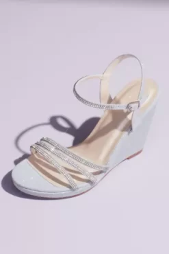 Glitter Metallic Wedges With Embellished Straps