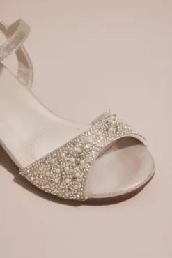 Girls Pearl Beaded Metallic Low-Heel Sandals -Bridal Shop KBRENDA27 MBLUSH SHOE PROD11 0003