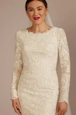 Lace Long Sleeve Mermaid Modest Wedding Dress 5 Lace Long Sleeve Mermaid Modest Wedding Dress -Bridal Shop MSLCWG966 IVYCHAMP OLEG PROD3 103