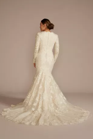 Lace Long Sleeve Mermaid Modest Wedding Dress 2 Lace Long Sleeve Mermaid Modest Wedding Dress - Image 2
