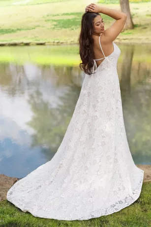 Recycled Floral Lace Spaghetti Strap Wedding Dress 5 Recycled Floral Lace Spaghetti Strap Wedding Dress - Image 5