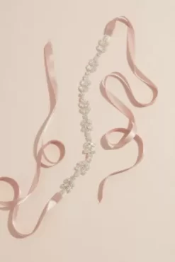 Beaded Crystal Sash With Satin Ribbon