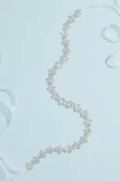Slim Ribbon-Tied Crystal Sash