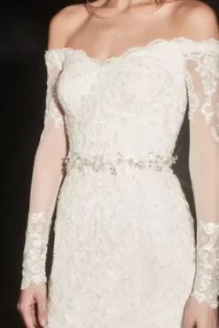 Crystal Floral Wired Sash -Bridal Shop S8148 MSILVER SASH OM PROD5 007