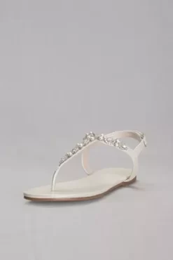 Pearl And Crystal T-Strap Sandals