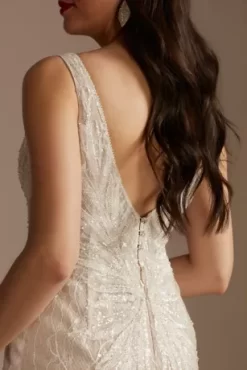 Horsehair Trim Beaded Lace Low Back Wedding Dress -Bridal Shop SWG900 IVYBISQUE SIG PROD4 069