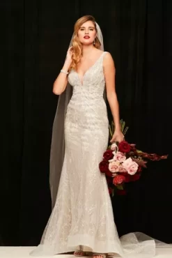 Horsehair Trim Beaded Lace Low Back Wedding Dress -Bridal Shop SWG900 PDP Crop JUNE15 1920x2880