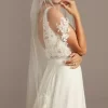 Lace Applique Pearl Scalloped Mid-Length Veil