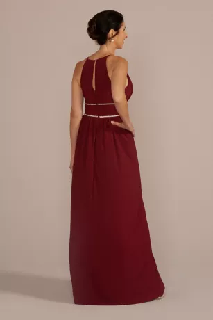 Halter Jersey Knit Gown With Rhinestone Waist 2 Halter Jersey Knit Gown With Rhinestone Waist - Image 2