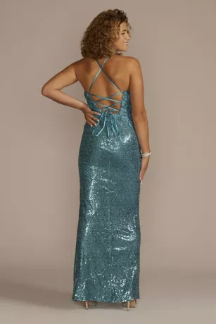 Sequin Sheath With 3D Floral Applique 2 Sequin Sheath With 3D Floral Applique - Image 2