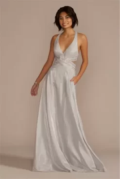 Metallic Glitter Knit Embellished A-Line