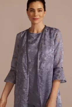 Three-Quarter Sleeve Patterned Chiffon Pantsuit -Bridal Shop WBM3670 ORCHID MOB PROD3 086