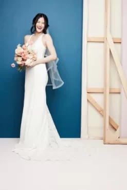 Sheer Back Crepe Wedding Dress With Lace Train 20 Sheer Back Crepe Wedding Dress With Lace Train -Bridal Shop WG3989 1 PDP Crop JAN12 1920x2880