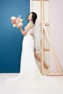 Sheer Back Crepe Wedding Dress With Lace Train 21 Sheer Back Crepe Wedding Dress With Lace Train -Bridal Shop WG3989 2 PDP Crop JAN12 1920x2880