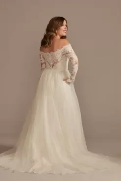 Lace Applique Off Shoulder Wedding Dress -Bridal Shop WG4031 IVYSTONE DBSTU PROD12 151