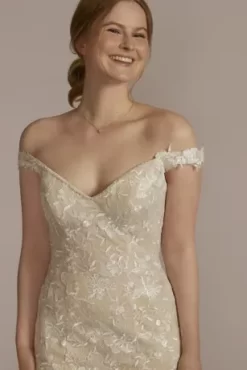 Off The Shoulder Floral Mermaid Wedding Gown -Bridal Shop WG4059 IVYNUDE DBSTU PROD2 V2 086