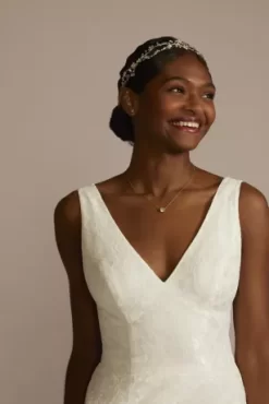 V-Neck Tiered Lace Tank Wedding Dress -Bridal Shop WG4087 SOFTWHITE DBSTU PROD10 2769