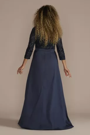 Three Quarter Sleeve Beaded Lace Ball Gown 2 Three Quarter Sleeve Beaded Lace Ball Gown - Image 2