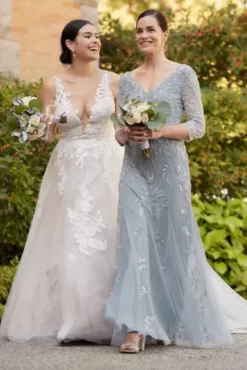 Three Quarter Sleeve Beaded V-Neck Sheath -Bridal Shop WGINP2067 PDP Crop JAN21 1920x2880